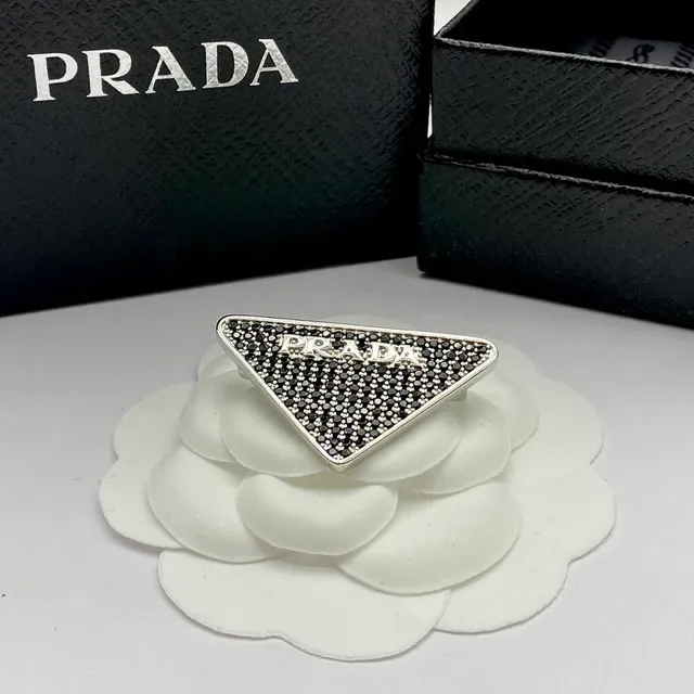 Prada Triangular Pavé-Set Logo Brooch 5