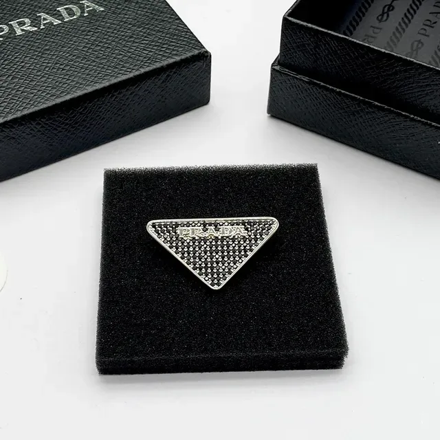 Prada Triangular Pavé-Set Logo Brooch 6