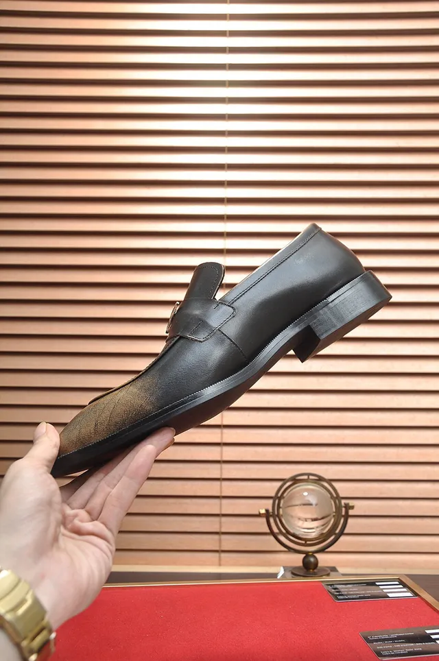 Prada Two-Tone Distressed Leather Penny Loafers 6