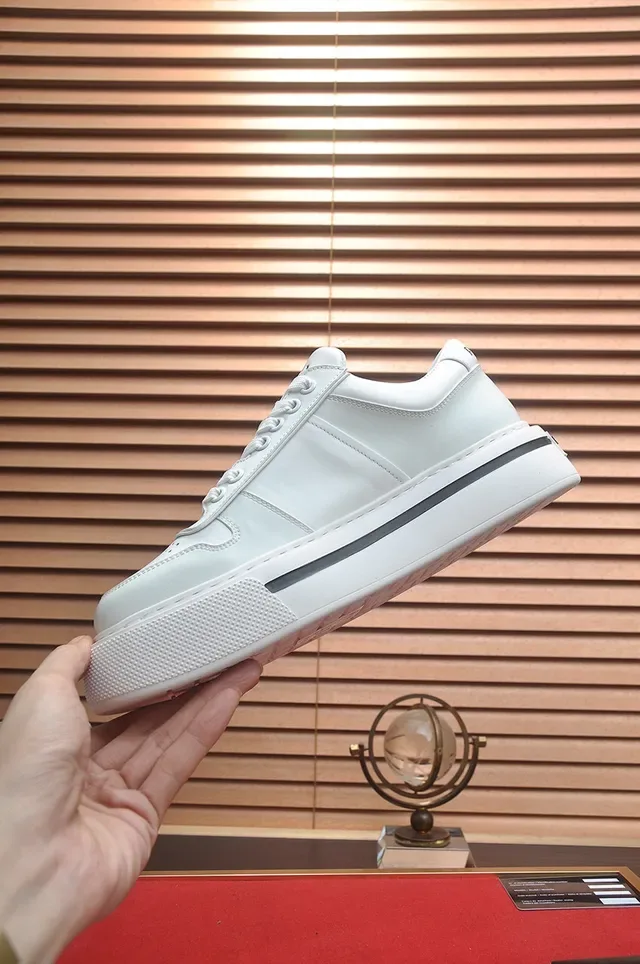Prada White Black Leather Platform Sole Lifestyle Sneakers 6