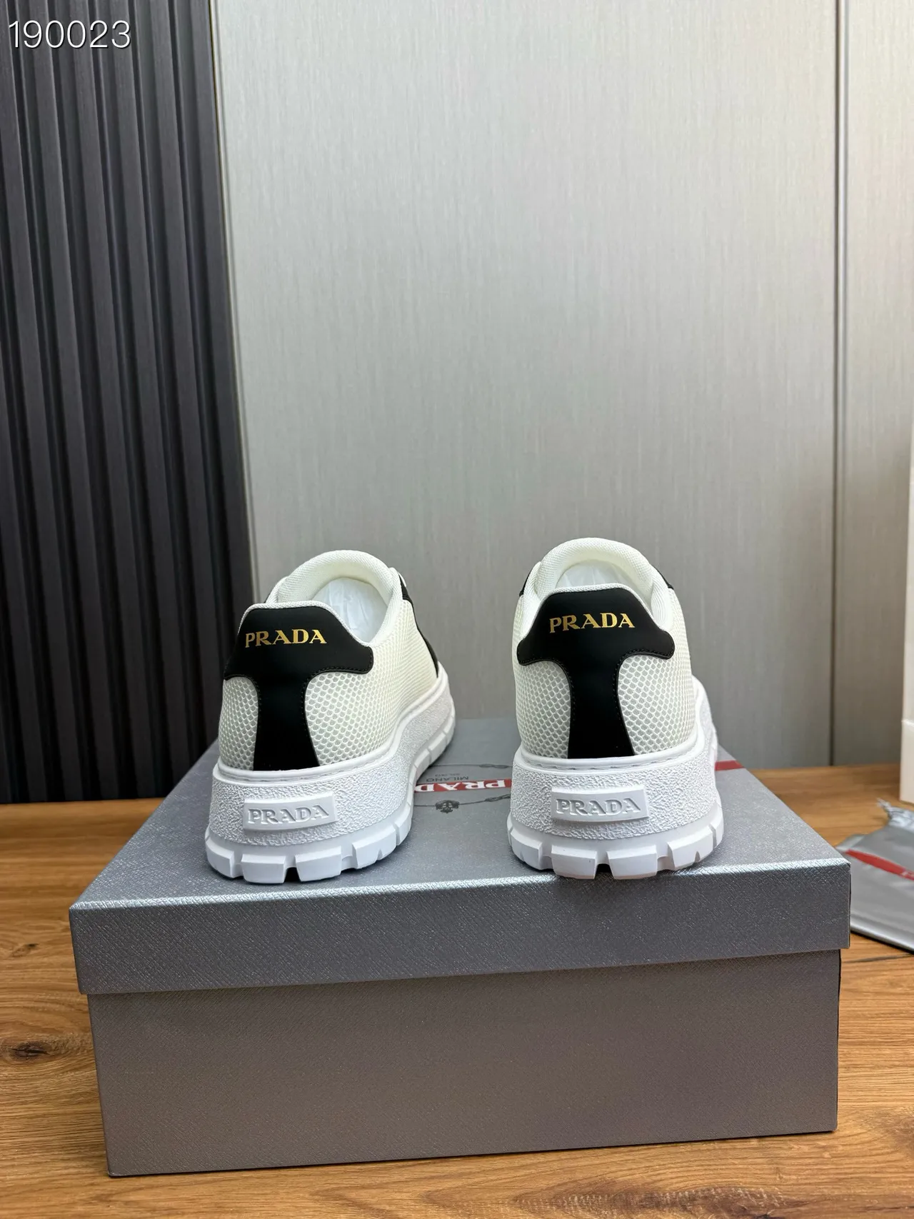 Prada White Black Mesh And Leather Paneling Triangular Logo Patch Chunky Sneakers 2
