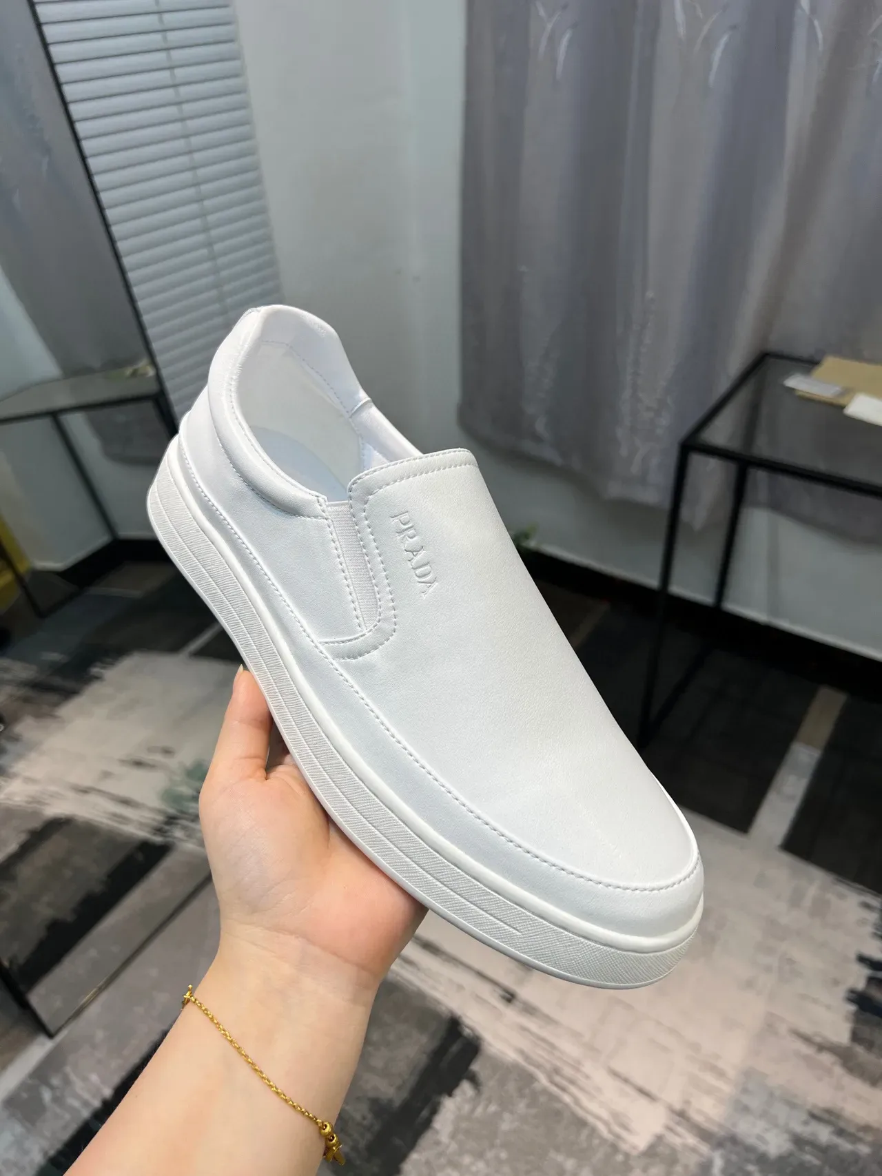Prada White Slip-On Minimalist Casual Shoes 5