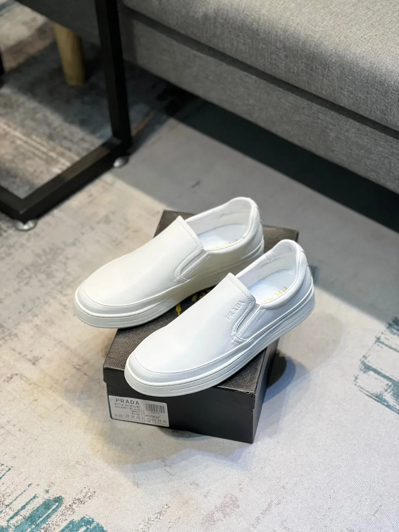Prada White Slip-On Minimalist Casual Shoes 6