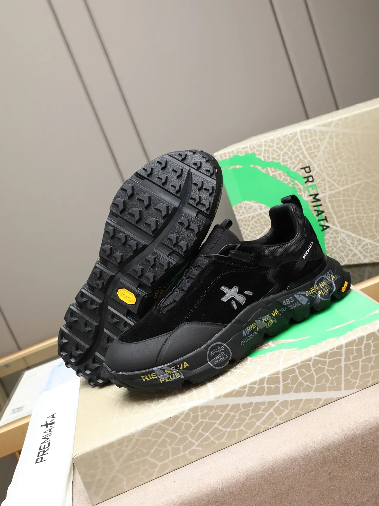 Premiata Rien Ne Va Plus Black Yellow Chunky Sneakers 4