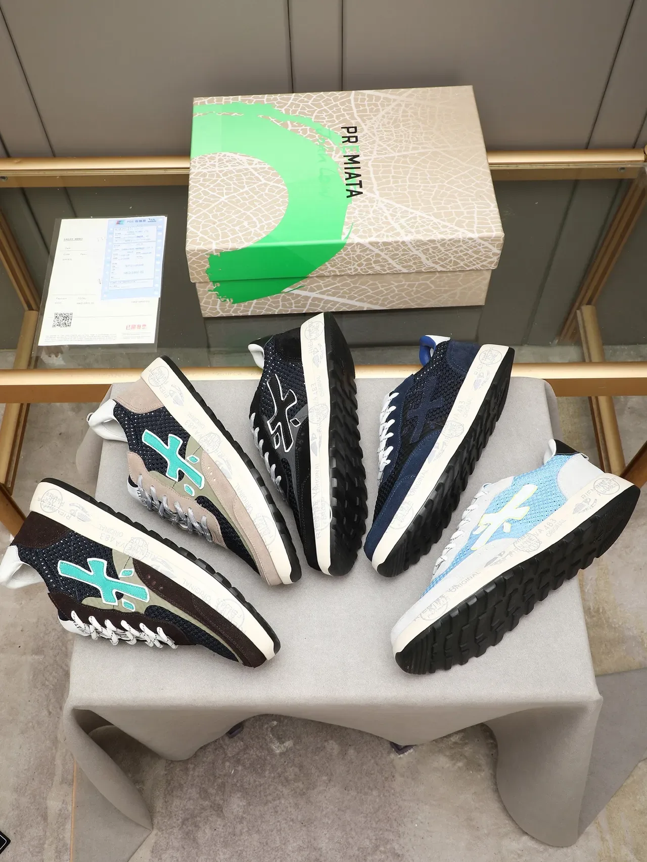 Premiata X-Logo Navy Beige Mint Green Lifestyle Sneaker 2