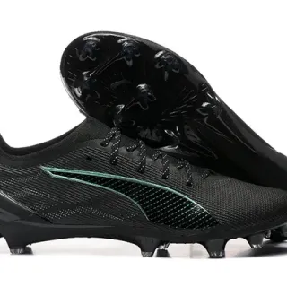 Puma Future Z Black Green Low-Cut Knit Upper Molded Studs Firm-Ground Soccer Shoes