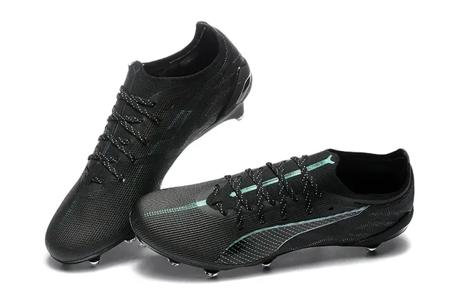 Puma Future Z Black Green Low-Cut Knit Upper Molded Studs Firm-Ground Soccer Shoes 3