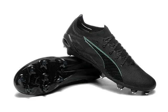 Puma Future Z Black Green Low-Cut Knit Upper Molded Studs Firm-Ground Soccer Shoes 6