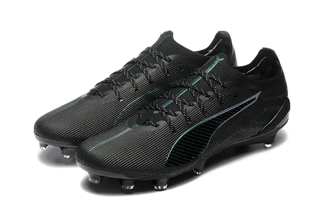 Puma Future Z Black Green Low-Cut Knit Upper Molded Studs Firm-Ground Soccer Shoes 8