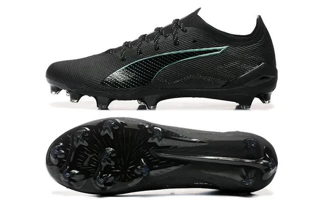 Puma Future Z Black Green Low-Cut Knit Upper Molded Studs Firm-Ground Soccer Shoes 9