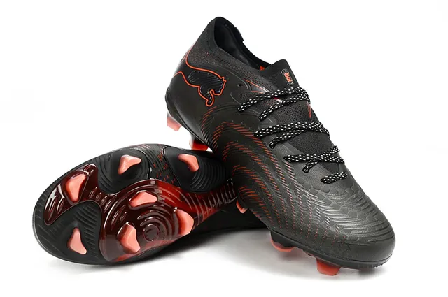 Puma Future Z أسود أحمر منخفض القطعة الخياطة العلوية الرسوم الديناميكية للخطوط أرض صلبة أحذية كرة القدم 4