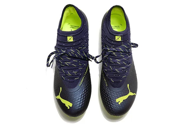 Puma Future Z Navy Green Chaussures de football avec upper en maille de chaussette pour terrain ferme 2