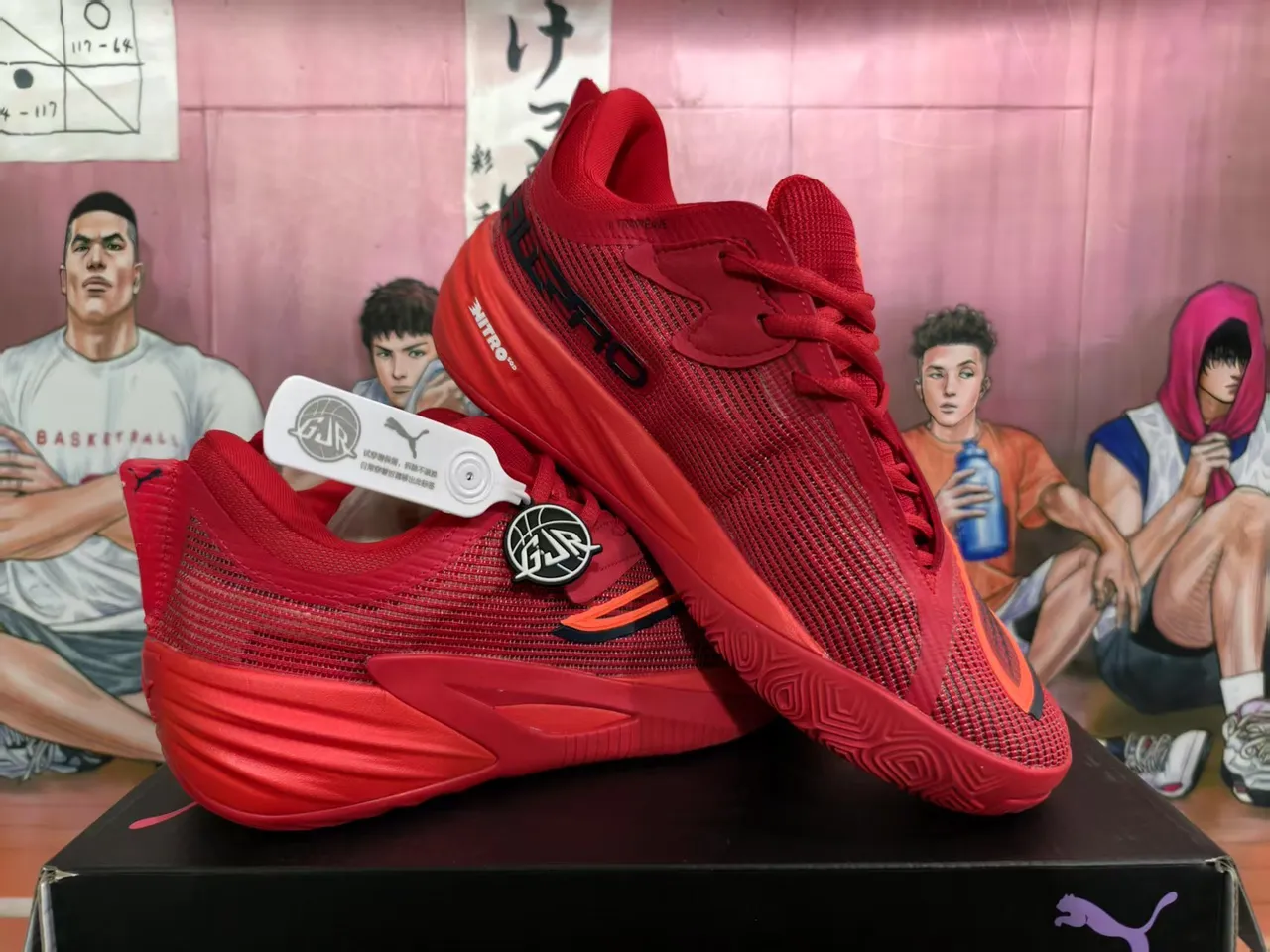 Puma Nitro Pro Rouge Noir Orange Chaussures de Basket 5
