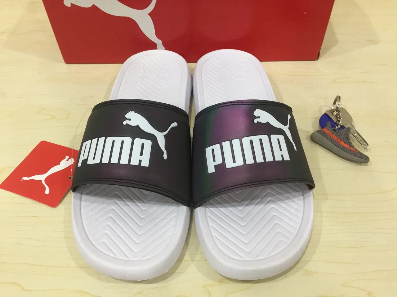 Puma Slide Black and White One-Strap Slipper 4
