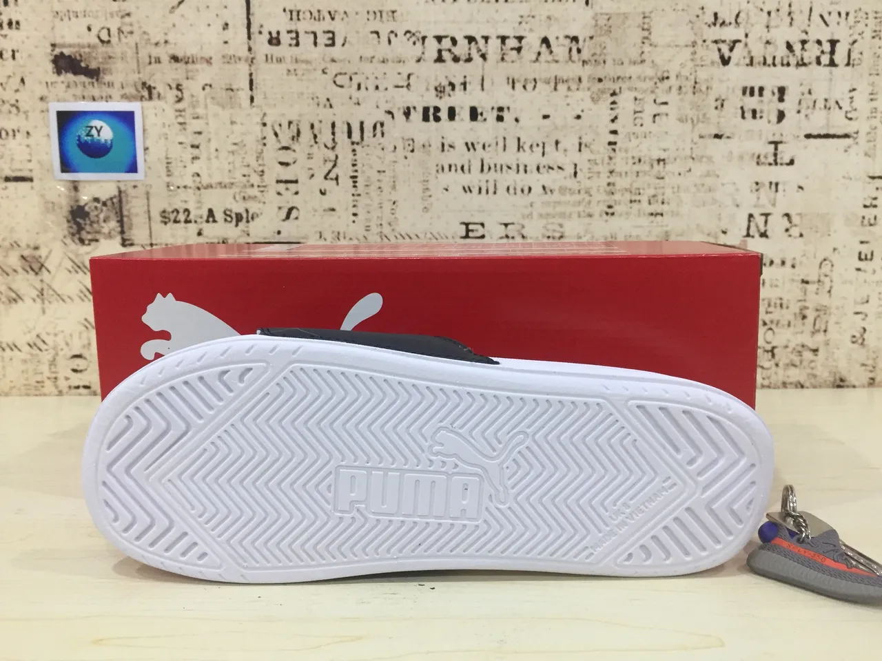 Puma Slide Black and White One-Strap Slipper 5