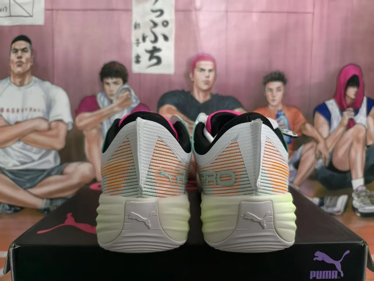 Puma Ultra Wave Vert Lime Fluorescente Rosa Gris Chaussures de Basketball 2