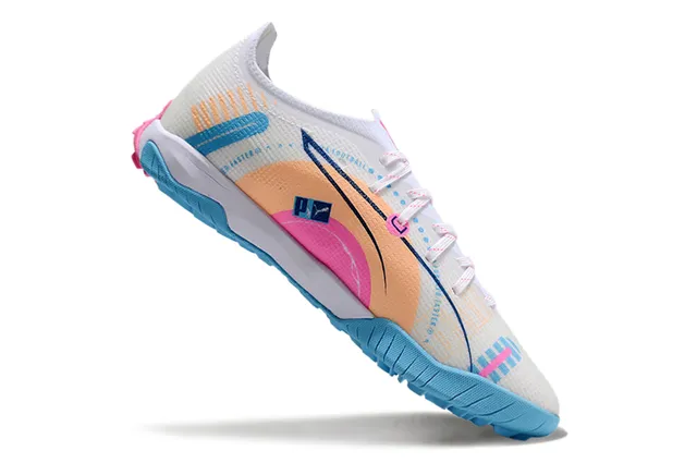 Puma White Blue Low-Cut Textile Upper Indoor Soccer Shoes 2