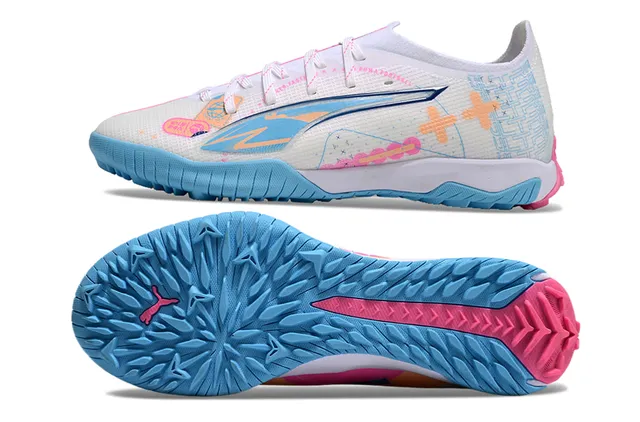 Puma White Blue Low-Cut Textile Upper Indoor Soccer Shoes 6