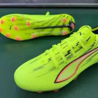 Puma Yellow Black Neon Synthetic Upper Graphic Overlays Firm-Ground Soccer Shoes