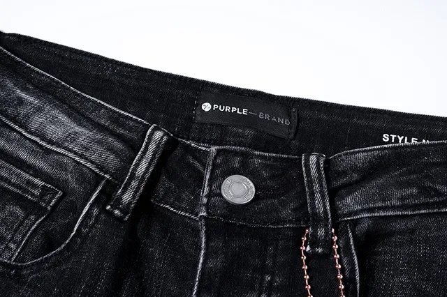 Purple Brand Distressed Paint-Splatter Slim-Fit Dark Wash Jeans 13