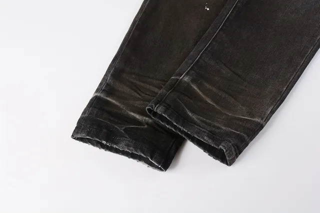 Purple Brand Distressed Paint-Splatter Slim-Fit Jeans 3