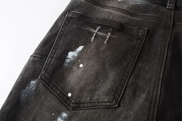 Purple Brand Distressed Paint-Splatter Slim-Fit Jeans 5