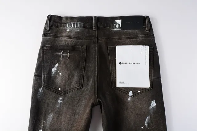 Purple Brand Distressed Paint-Splatter Slim-Fit Jeans 6