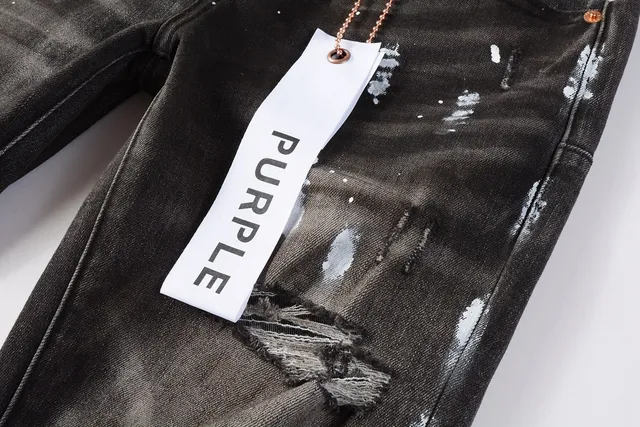 Purple Brand Distressed Paint-Splatter Slim-Fit Jeans 11