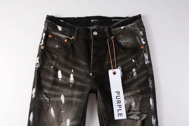Purple Brand Distressed Paint-Splatter Slim-Fit Jeans 13