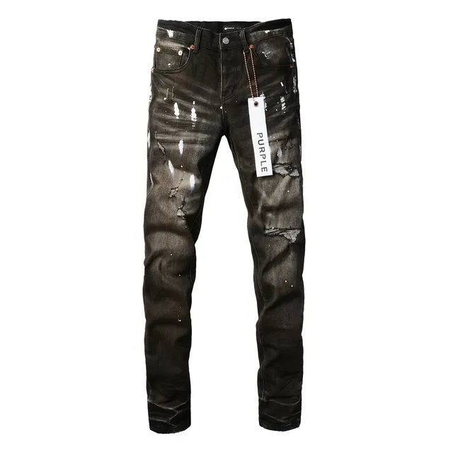Purple Brand Distressed Paint-Splatter Slim-Fit Jeans 15
