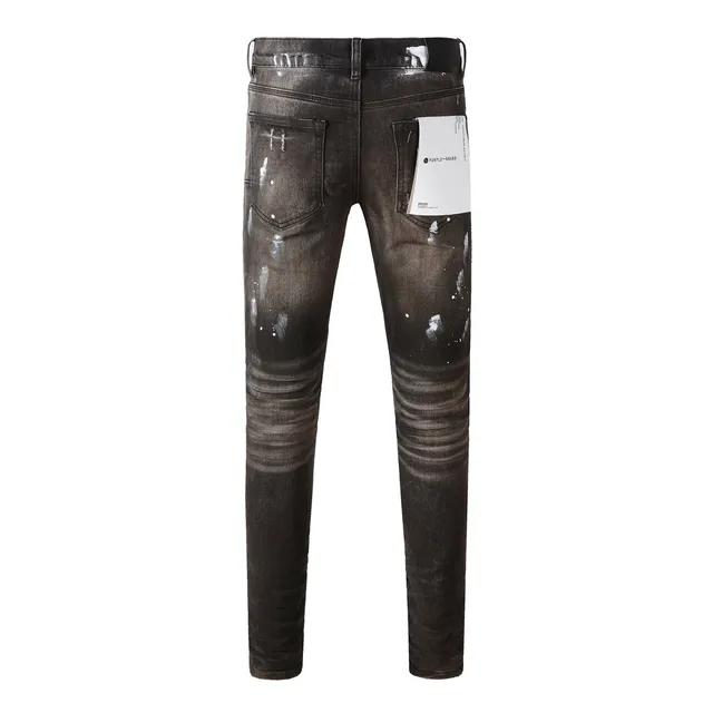 Purple Brand Distressed Paint-Splatter Slim-Fit Jeans 16