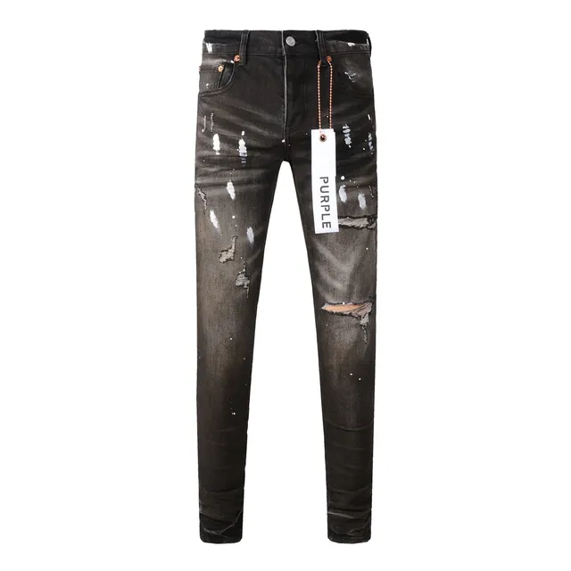 Purple Brand Distressed Paint-Splatter Slim-Fit Jeans 17