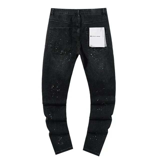 Purple Brand Distressed Paint-Splattered Black Denim Jeans 3