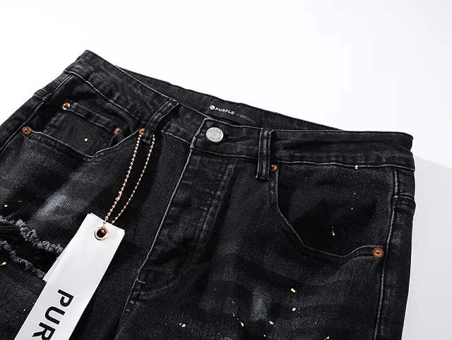 Purple Brand Distressed Paint-Splattered Black Denim Jeans 4