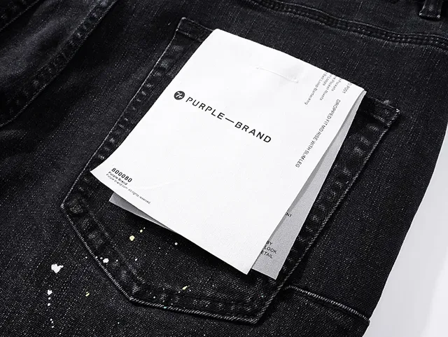 Purple Brand Distressed Paint-Splattered Black Denim Jeans 7