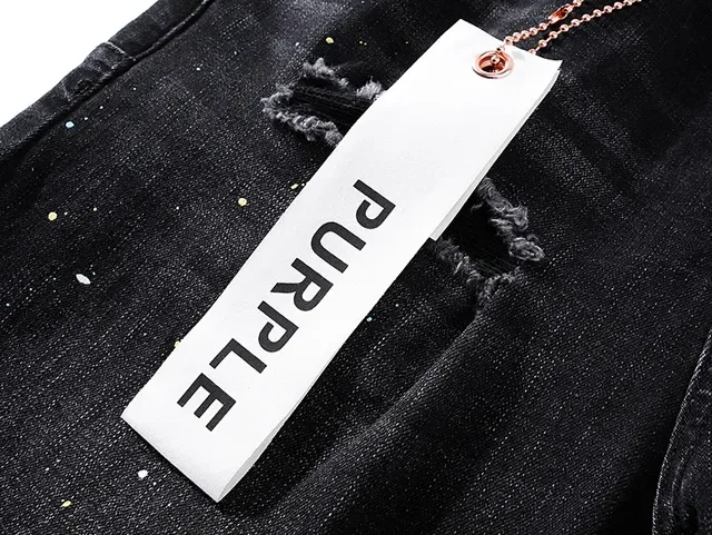 Purple Brand Distressed Paint-Splattered Black Denim Jeans 9