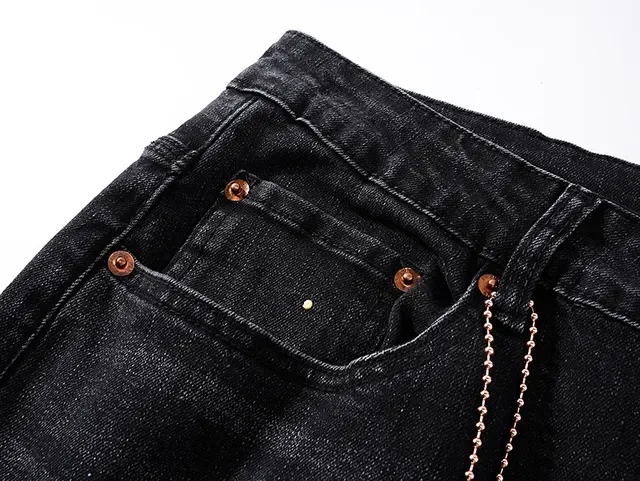 Purple Brand Distressed Paint-Splattered Black Denim Jeans 13
