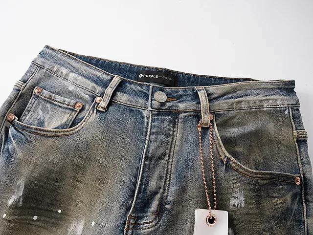 Purple Brand Distressed Paint-Splattered Bleach-Wash Slim-Fit Jeans 4