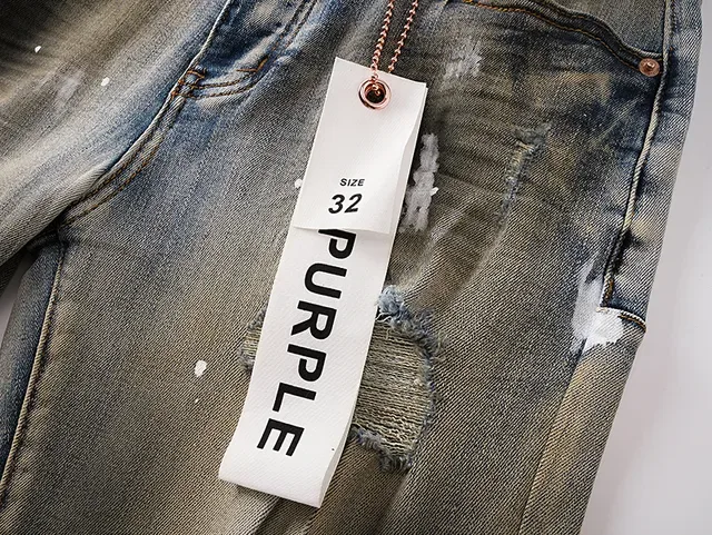 Purple Brand Distressed Paint-Splattered Bleach-Wash Slim-Fit Jeans 9