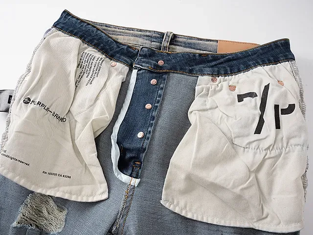 Purple Brand Distressed Paint-Splattered Bleach-Wash Slim-Fit Jeans 11
