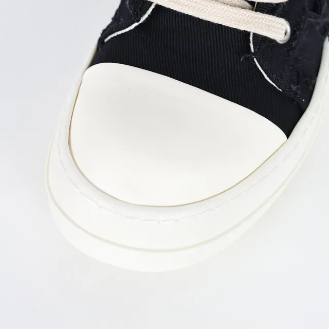 Rick Owens Black Beige Deconstructed Textile Oversized Toe Cap Lifestyle Sneakers 5