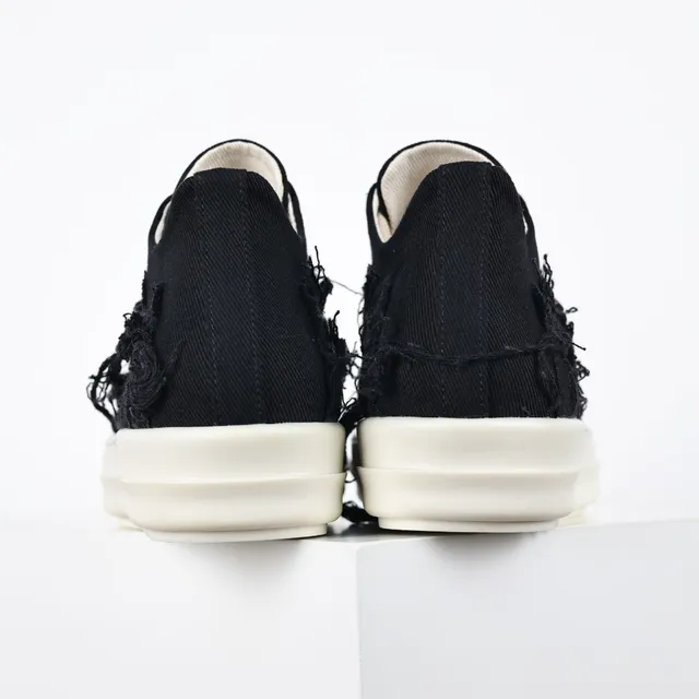 Rick Owens Black Beige Deconstructed Textile Oversized Toe Cap Lifestyle Sneakers 8