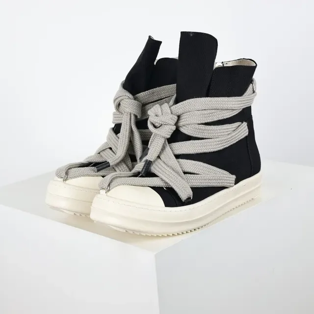 Rick Owens DRKSHDW Geobasket High Black Gray Off-White Lifestyle Sneakers 2