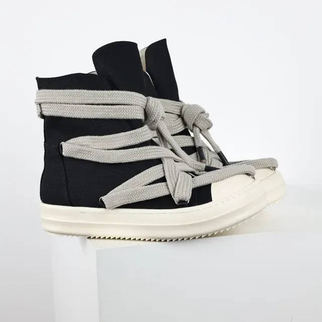 Rick Owens DRKSHDW Geobasket High Black Gray Off-White Lifestyle Sneakers 3