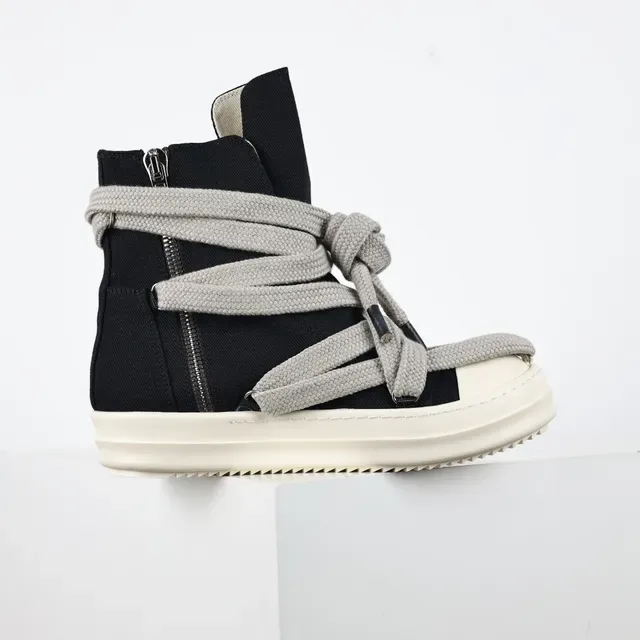 Rick Owens DRKSHDW Geobasket High Black Gray Off-White Lifestyle Sneakers 7