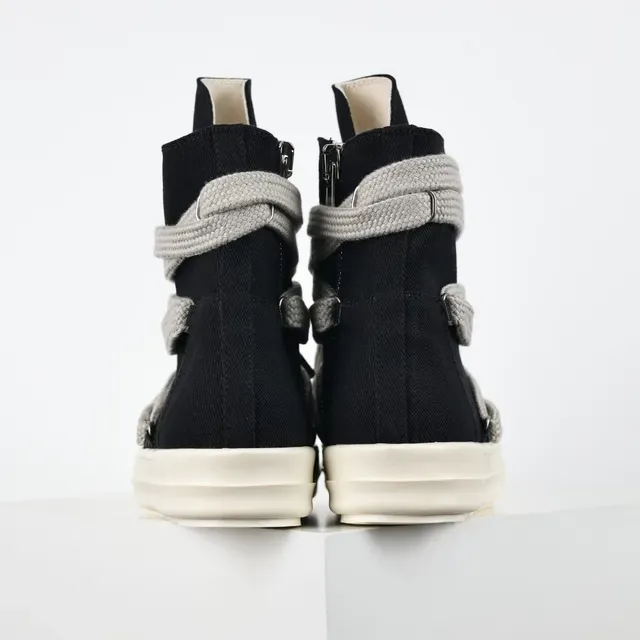 Rick Owens DRKSHDW Geobasket High Black Gray Off-White Lifestyle Sneakers 8
