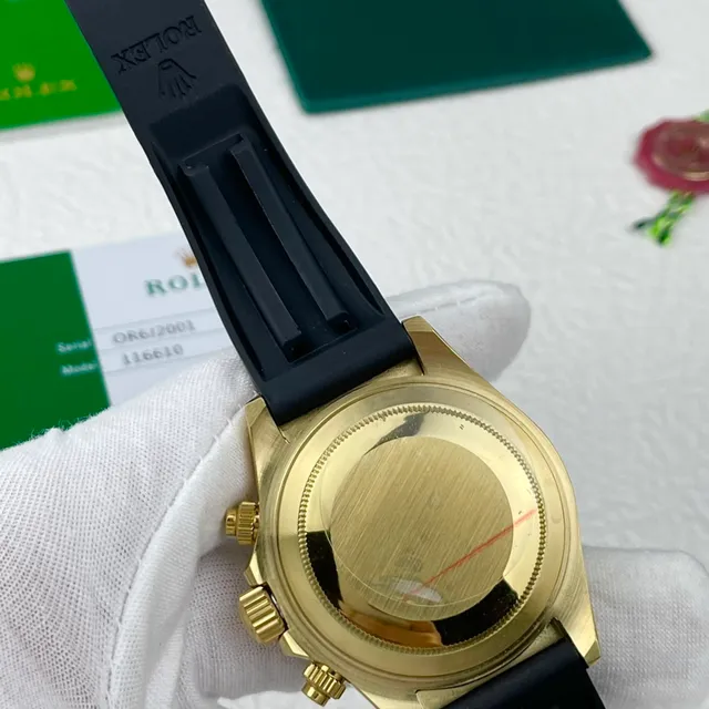 Rolex Cosmograph Daytona Gold Case Textured Silver Dial Black Bezel Mechanical Watch 6