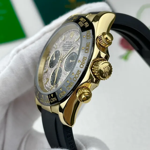 Rolex Cosmograph Daytona Gold Case Textured Silver Dial Black Bezel Mechanical Watch 7