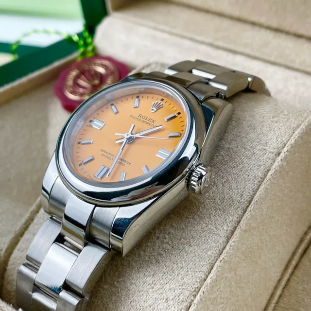 Rolex Oyster Perpetual Cadran Jaune Acier Inoxydable Montre Mécanique 5