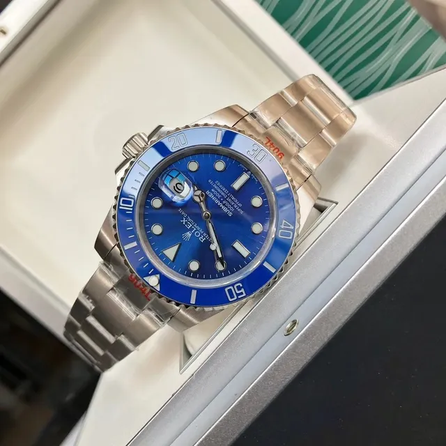 Rolex Submariner Argent Brossé Acier Inoxidable Oyster-Style Case Montre Mécanique 10